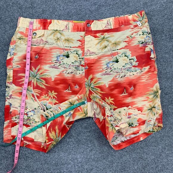 Lands End Hoffman California Swim Trunk Men XXL 2XL Floral Red Brief Lined Short - Picture 10 of 14
